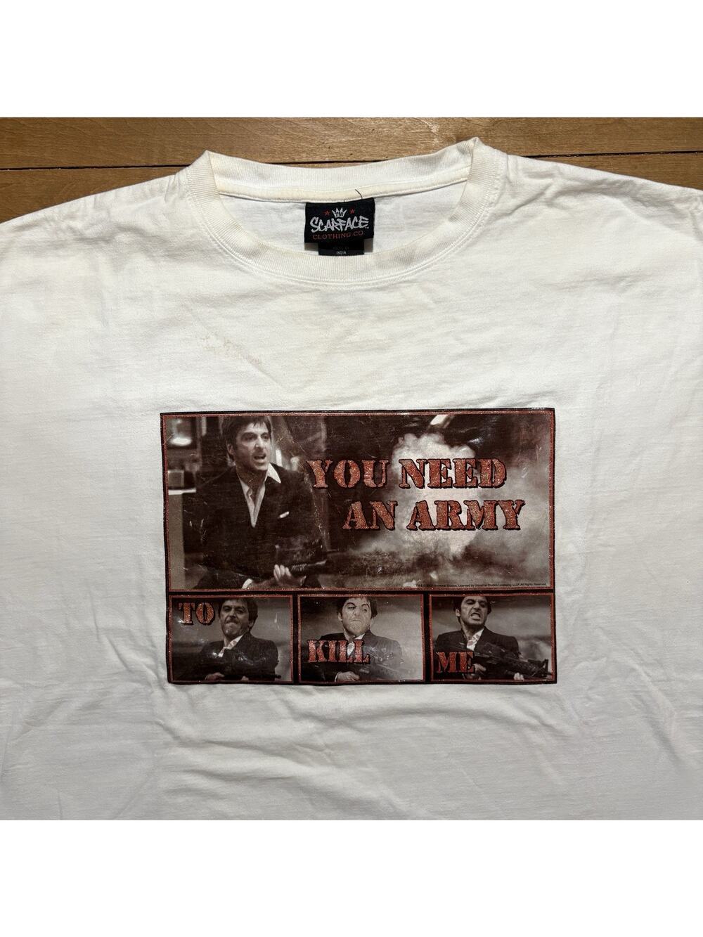 Official Scarface Clothing Co You Need an Army to Kill White Shirt Sz XL 2005